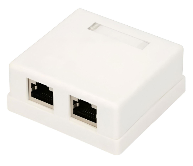 ExtraLink  Gniazdo natynkowe 2x port RJ45 STP 5e (biała) - 1323216 - zdjęcie